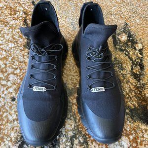 FENDI black knitted Trainer Sneakers